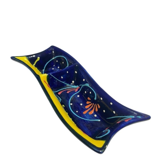 Spain Hand Painted Decorative Divided Serving Dish Bowl Antonio Ortiz Ruiz - Picture 2 of 12